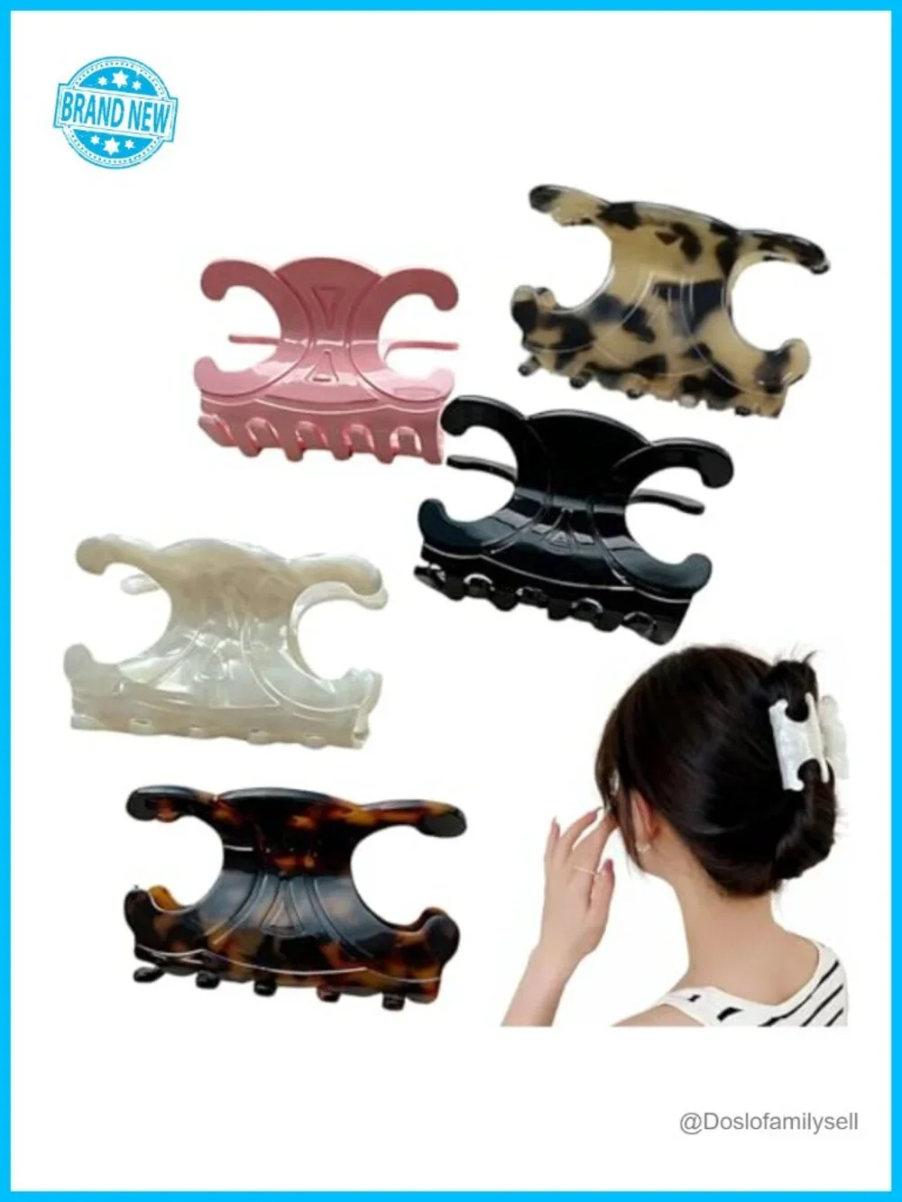 5 Pack Premium Acetate Butterfly Hair Claw Clips Medium Size Strong Hold